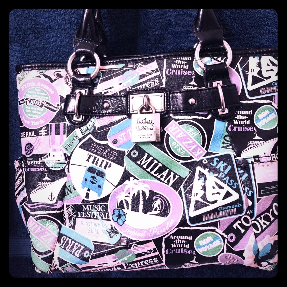 Kathy Van Zeeland Shoulder Bag with travel theme